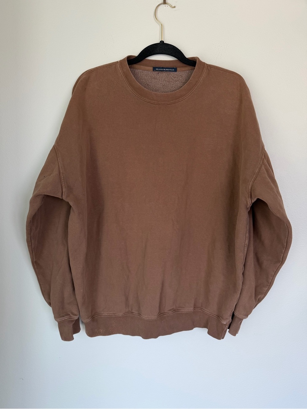 Brandy Melville Brown Comfy Oversized Crewneck Sweatshirt Casual Skater Lounge